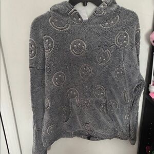 No Boundaries fluffy smiley face hoodie(CHECK DESCRIPTION)
